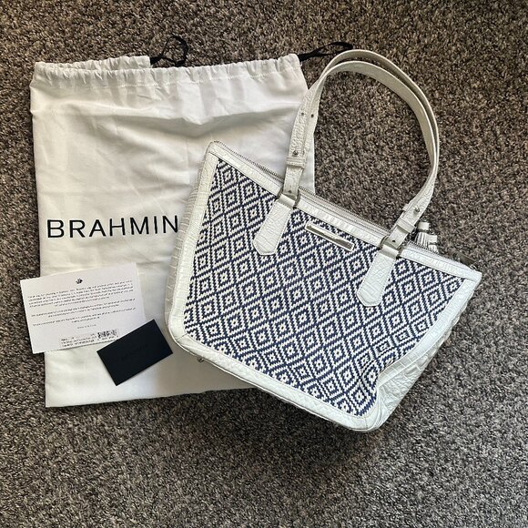 Brahmin- Used with tags Willa Carryall Denim Summer Palm - Picture 1 of 8